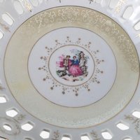 Vintage Arnart Pedestal Bowl, M4036 Reticulated Compote Dish, Fragonard Courting Couple Scene, Japanese Porcelain