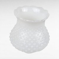Vintage Milk Glass Hobnail Lamp Shade, Hurricane Globe with Ruffled Top, 1.5 Inch Fitter Replacement Light Cover, Student Lamp Glass