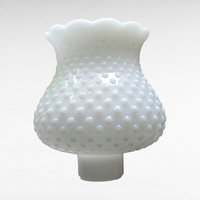 Vintage Milk Glass Hobnail Lamp Shade, Hurricane Globe with Ruffled Top, 1.5 Inch Fitter Replacement Light Cover, Student Lamp Glass