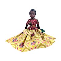 Vintage 14.5" Porcelain Island Doll with Fabric Dress, Hand-Sewn Details, Collectible Ethnic Doll, Gift for Doll Collectors, Display Decor