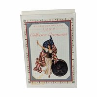 1992 Anheuser Busch Ceramic Lady Ornament Pair - Budweiser Collectible, Patriotic Holiday Decor, Beer Lover Gift