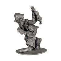 Vintage Pewter Clown Figurines Set, Metal Circus Clown Decor, Whimsical Clown Collection, Shelf Display