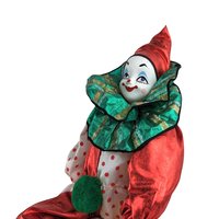 Vintage Smiling Clown Doll | Red & Green | 18" Tall | Collectible