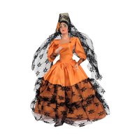 Vintage 1960s Spanish Flamenco Dancer Doll, Orange Dress, Black Lace, 11 Inches, Collectible Doll, Gift for Doll Collectors, Vintage Decor