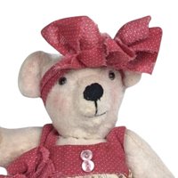 Handmade 1997 Signed Teddy Bear - 10 Inch Girl Bear in Dress - Collectible Teddy Bear - Vintage Teddy Bear Gift