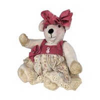 Handmade 1997 Signed Teddy Bear - 10 Inch Girl Bear in Dress - Collectible Teddy Bear - Vintage Teddy Bear Gift