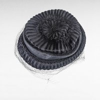 Vintage 1950s Pinehurst Navy Blue Woven Hat, H.P. Wasson and Co. Cocktail Hat with Net Veil, Mid Century Formal Headwear