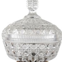 Vintage Crystal and Marble Candy Dish, Covered Candy Bowl, Italian Marble Base, Crystal Candy Jar, Elegant Home Decor, Gift for Hostess