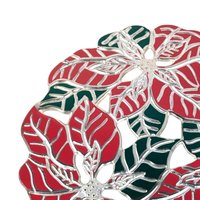 Vintage Metal Poinsettia Trivet, Holiday Decor, Christmas Gift, Wall Hanging, 8.5 Inch, Original Box
