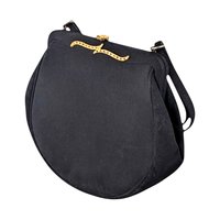 Vintage Black Evening Bag, Gold Tone Clasp, Classic Formal Handbag, Gift for Her