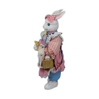 Vintage Midwest Easter Bunny Figure with Basket, Pink Dress, Easter Decor, Spring Decor, Easter Gift