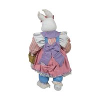 Vintage Midwest Easter Bunny Figure with Basket, Pink Dress, Easter Decor, Spring Decor, Easter Gift