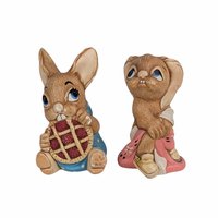 Vintage Pendelfin Figurine Set, 11 Piece Hand Painted Stone Craft Rabbits, 1956, Made in England, Gift for Collector, Nursery Decor