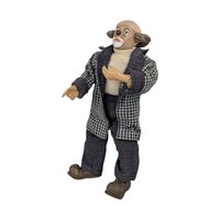 Vintage Posable Hobo Clown Doll, 10 Inch Plaid Jacket, Collectible Toy, Playful Decor, Nostalgic Gift