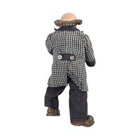 Vintage Posable Hobo Clown Doll, 10 Inch Plaid Jacket, Collectible Toy, Playful Decor, Nostalgic Gift