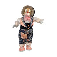 Vintage Porcelain Clown, Paisley Outfit, 12.5" Height, Operates, Collectible Clown Decor, Gift for Clown Enthusiasts