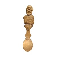 1999 Koctpoma Hand Carved Wooden Spoon, Russian Folk Art, Musician Spoon, Accordion Player, Collectible Spoon, Kitchen Decor