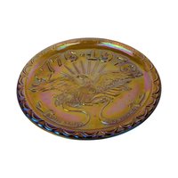 Vintage Indiana Glass Carnival Plate, US Centennial, American Eagle, Iridescent Glass, Collectible Plate, Patriotic Decor
