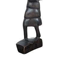 Vintage Hand Carved Wooden Figurines, Tribal Art Decor, African Woman on Horse, Man with Pole, Collectible Wood Carvings