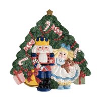 Vintage Christmas Decor Lot, Fitz and Floyd Nutcracker Platter, Musical Santa, Snowman Salt & Pepper