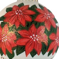 2001 Vaillancourt Folk Art Poinsettia Glass Ornament, Vintage Christmas Ornament, Hand-Painted, Holiday Decor, Collectible Ornament