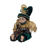 Vintage Little Irish Jester Doll, Porcelain Head Hands Feet, 9.25 Inch Height, Collectible Irish Decor, Whimsical Shelf Display
