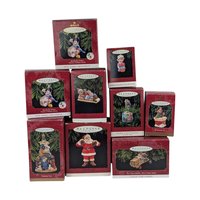 Vintage Hallmark Ornament Lot - 90s Keepsake Ornaments with Boxes - Mickey, Elves, Santa, & More