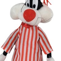 Vintage 1997 Looney Tunes Bedtime Sylvester Plush, 12" Stuffed Animal Toy, Cartoon Character Plushie, Gift for Kids, Collector's Item