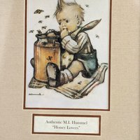 Vintage Hummel Prints Set, 1981 Framed Hummel Art, Honey Lovers, Mother's Helper, Little Bookkeeper, Collectible Hummel