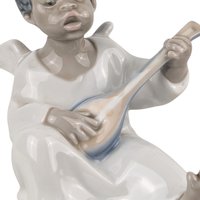 Vintage Lladro Black Legacy Angel Playing Lute Figurine, Cherub Music Angel, Collectible Lladro, Angel Decor, Gift for Music Lover