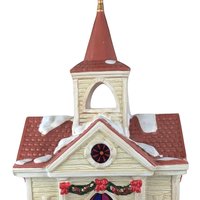 1998 Mr. Christmas Village Square Lighted Silhouette Church, Vintage Ceramic Christmas Decoration, Holiday Decor, Gift for Collector