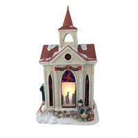 1998 Mr. Christmas Village Square Lighted Silhouette Church, Vintage Ceramic Christmas Decoration, Holiday Decor, Gift for Collector