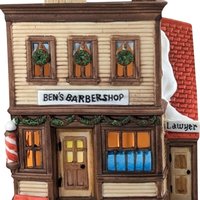 Vintage Dept 56 Ben's Barber Shop - New England Village #5939-0 -  Lighted Porcelain Building