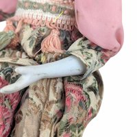 Vintage Harlequin Musical Doll, Porcelain, Floral Costume, 15.5 Inches, Collectible Doll, Working Music Box