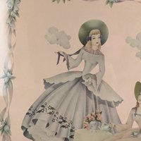 Vintage Framed Print, Southern Belles Art, Ladies in Gowns, Decorative Wall Art, Cream Wooden Frame