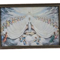 Vintage Mary Immaculate, Queen of the Universe Framed Print, Religious Art, Angelic Scene, Christian Gift, Framed Religious Print