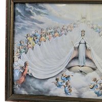Vintage Mary Immaculate, Queen of the Universe Framed Print, Religious Art, Angelic Scene, Christian Gift, Framed Religious Print