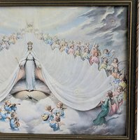 Vintage Mary Immaculate, Queen of the Universe Framed Print, Religious Art, Angelic Scene, Christian Gift, Framed Religious Print