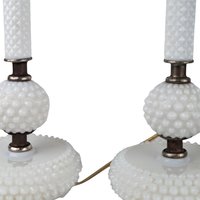 Vintage Pair of Milk Glass Lamps | Mid-Century Modern Lamps | Hobnail Milk Glass | Bedroom Lamps | Nightstand Lamps