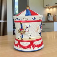 Vintage AMC Carousel Musical Cookie Jar | Ceramic | Plays "It's a Small World"
