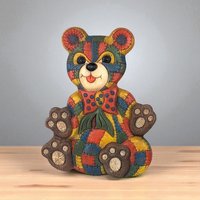 Vintage Foamcraft Patchwork Teddy Bear Wall Hanging: Nursery Decor