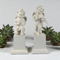 Vintage White Cherub Figurines, Musical Cherub Statues, Resin Cherub Decor, Angel Decor, Home Decor, Gift for Angel Lovers