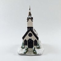 Vintage Byron Mold Lighted Musical Church, Ceramic Christmas Village Decoration, Holiday Decor, Gift for Collector