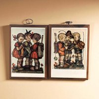 Vintage 1981 ARS Hummel Prints on Wood, Wall Hangings, 6.5x4.75", Goebel, Gift for Hummel Collector, Nursery Decor