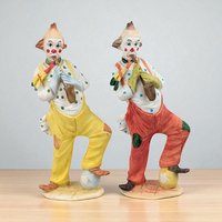 Vintage Resin Clown Figurines: Whimsical Circus Decor, 8" Pair