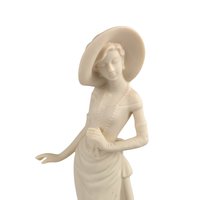 Vintage Bisque Porcelain Lady Figurine, Elegant Dress & Wide Hat, 10 Inch Tall, Classic Home Decor, Gift for Her