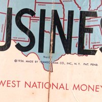 Vintage 1936 Transogram Big Business Board Game Wall Hanging - 17 3/4 Inch Square - Unique Home Decor - Retro Game Room Art