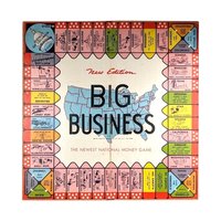 Vintage 1936 Transogram Big Business Board Game Wall Hanging - 17 3/4 Inch Square - Unique Home Decor - Retro Game Room Art