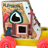 Vintage Playskool Little Old Lady Shoe Pull Toy with Wooden People