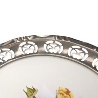 Vintage BMF Germany Floral Tile Tray: Hand-Painted Porcelain Centerpiece